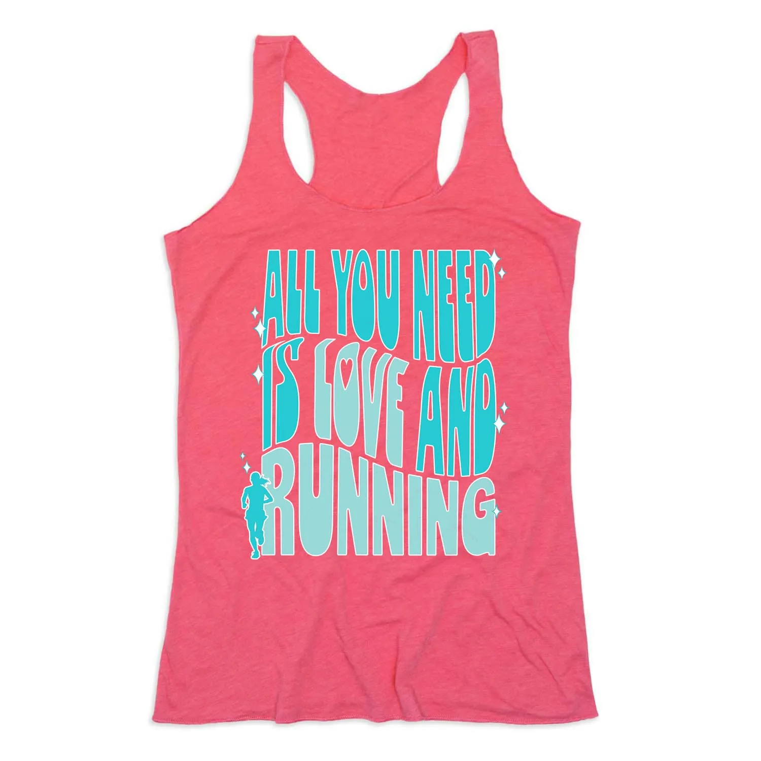 Women's Everyday Tank Top - All You Need is Love and Running Non Restrictive Silhouette Flex Fit Armholes