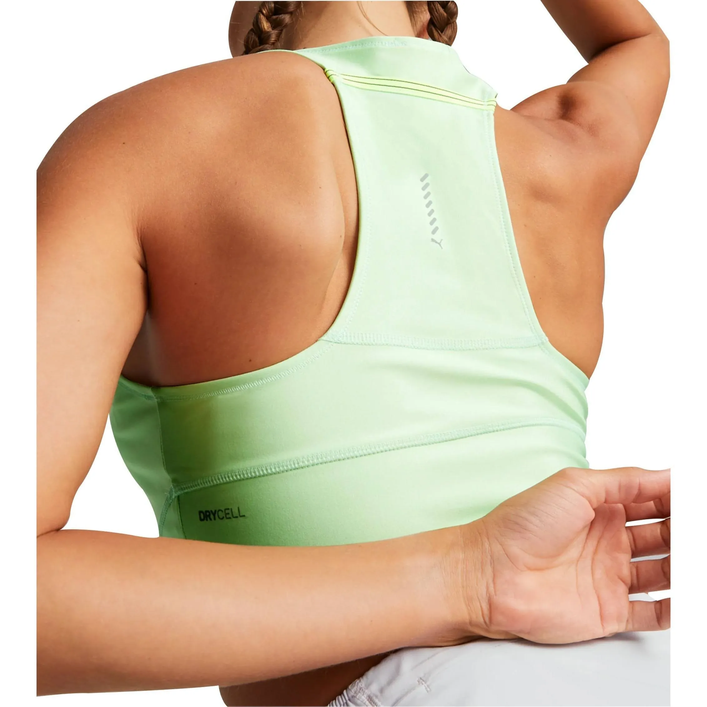 Puma Run Ultraform Womens Running Cropped Vest Tank Top - Green Tension Relief Seams
