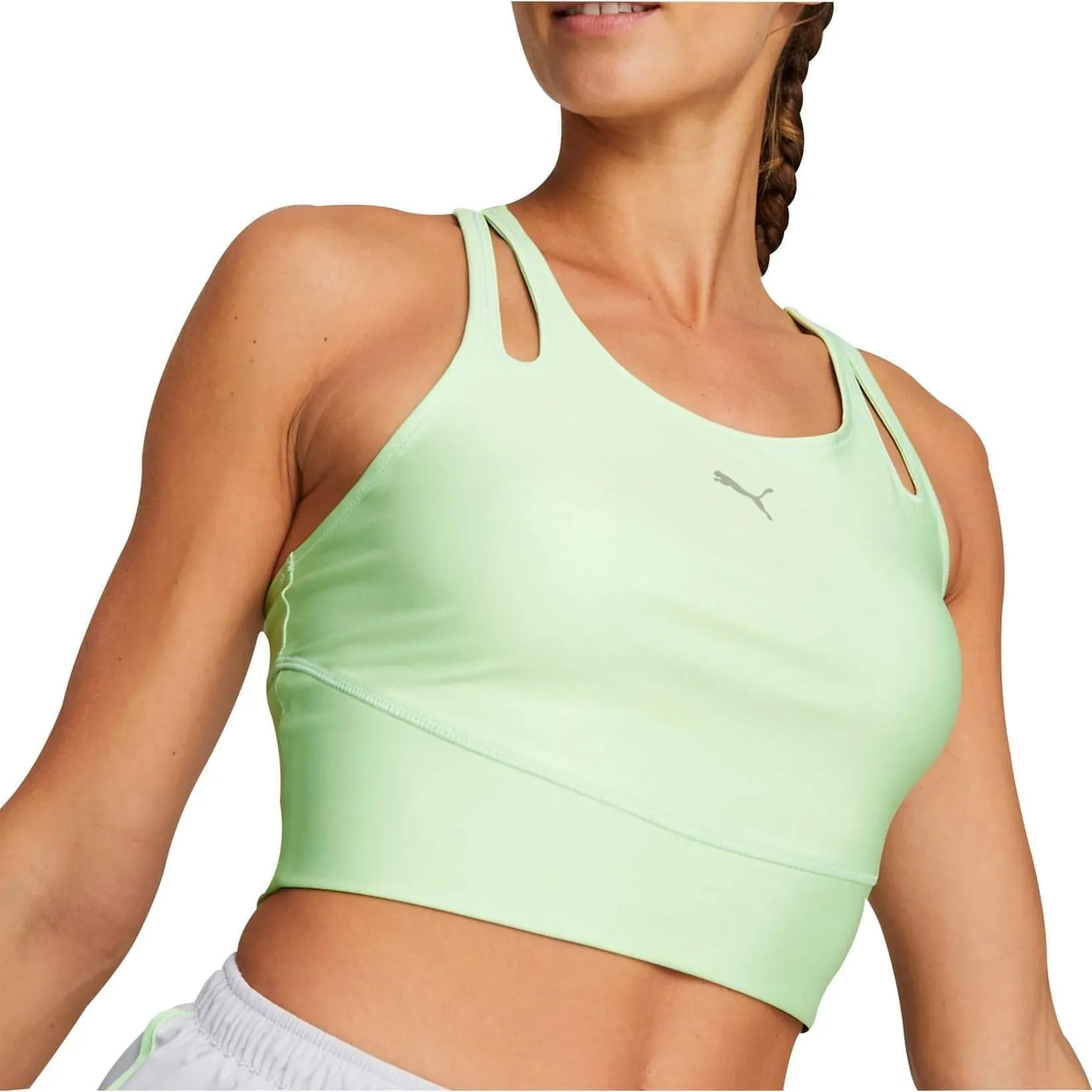 Puma Run Ultraform Womens Running Cropped Vest Tank Top - Green Protection Lightweight Design