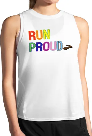 Brooks Distance Graphic Womens Running Vest Tank Top - White Modern Fit long range mission