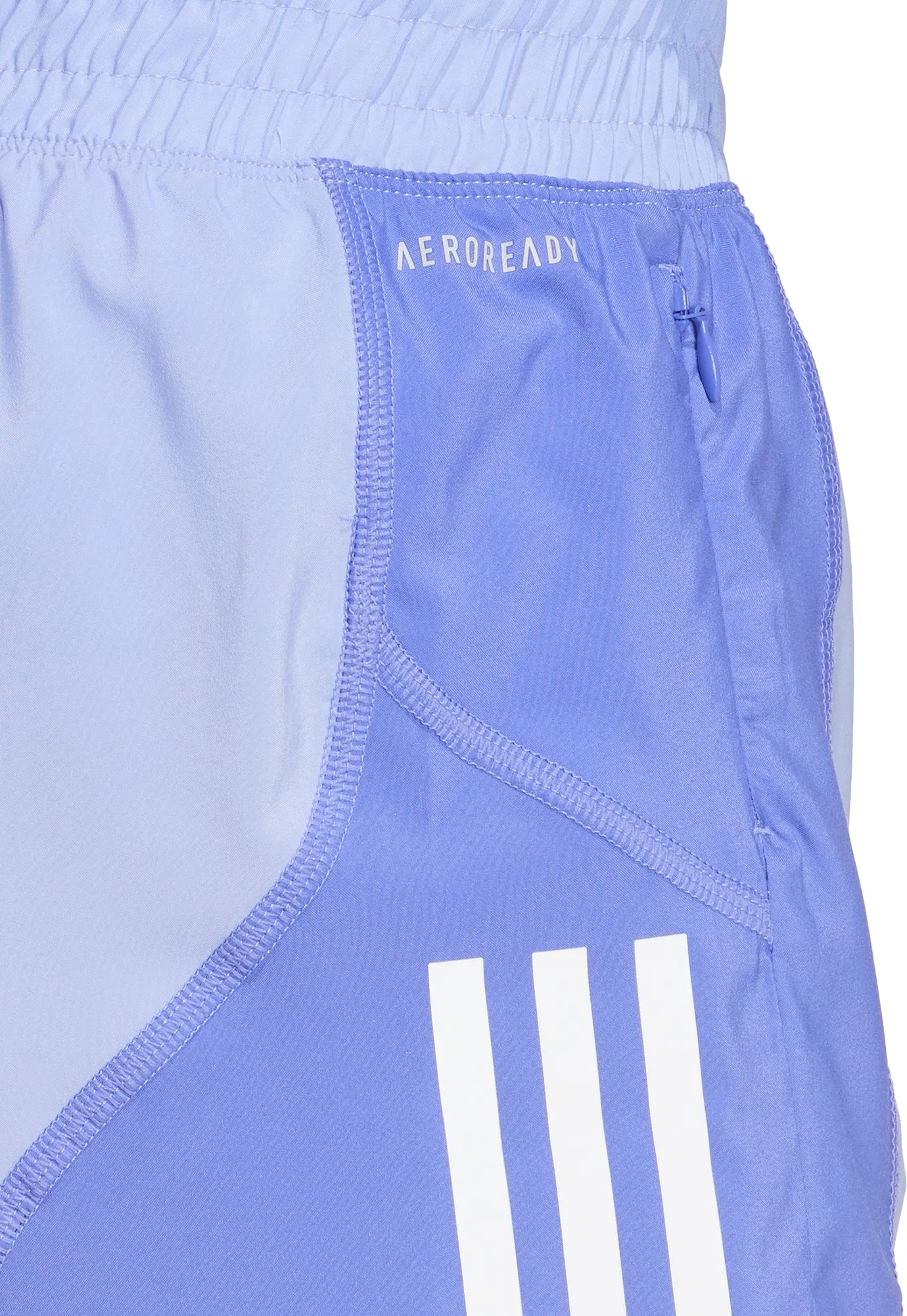 adidas Own The Run 4 Inch Womens Running Shorts - Blue Light Coverage Low Profile Zipper
