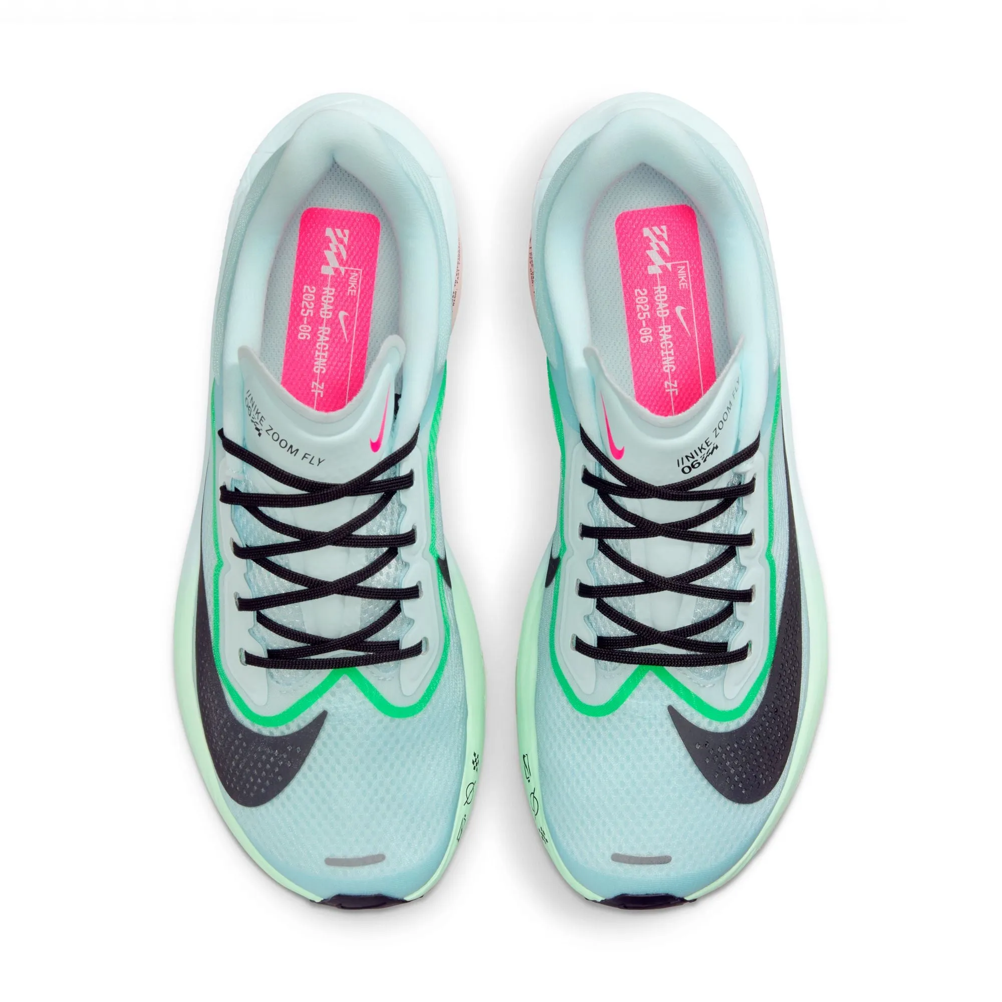 Women's Zoom Fly 6 Running Shoes Glacier Ice / Hyper Pink / Green Shock / Black padded collar shoes Strength training