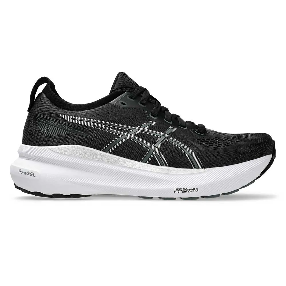 bone health Full Coverage Women's Gel-Kayano 31 Running Shoe - Black/Pure Silver - Narrow (2A)