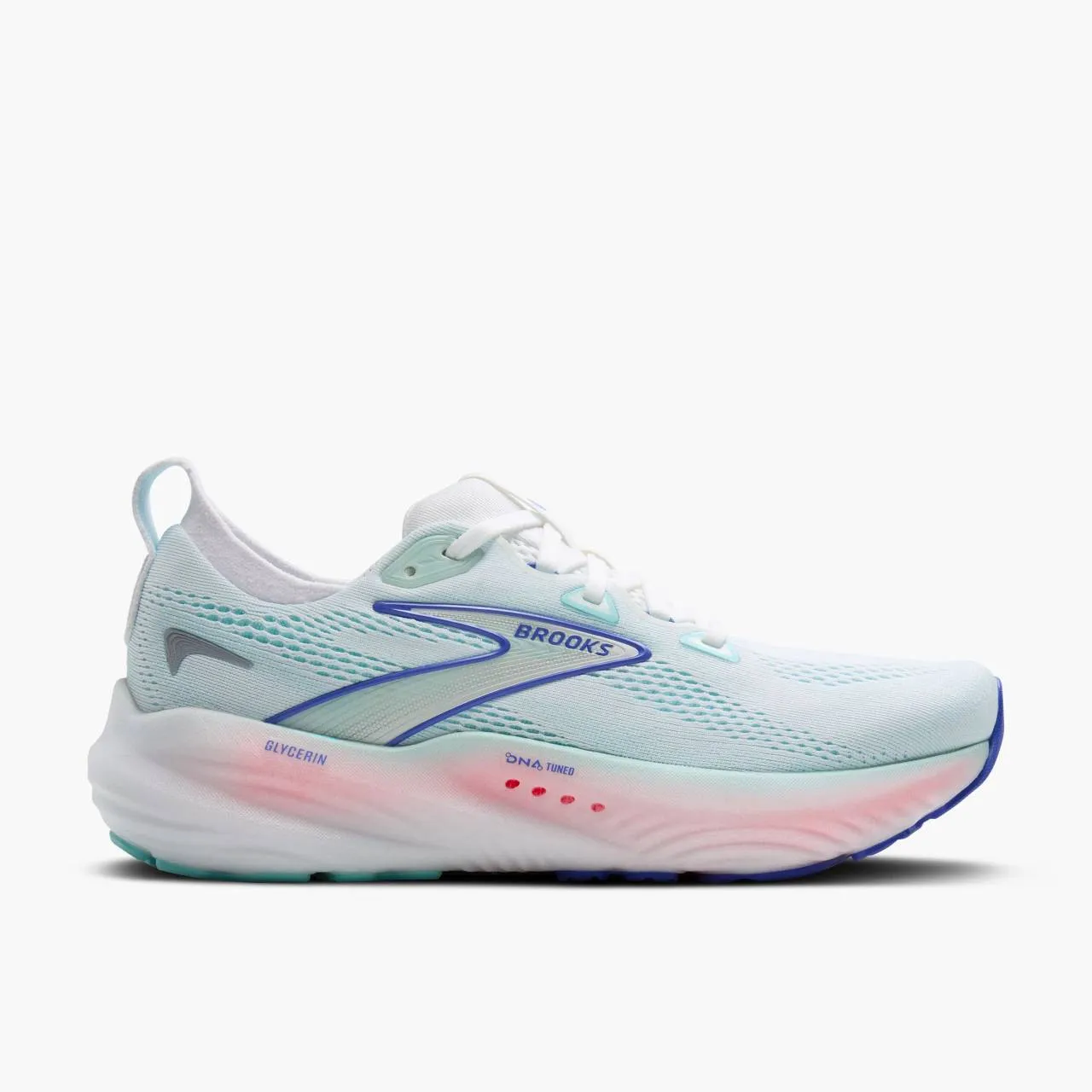 Brooks Glycerin 22 (Womens) - White/Limpet Shell/Amparo Blue Impact Absorbing calorie - burning