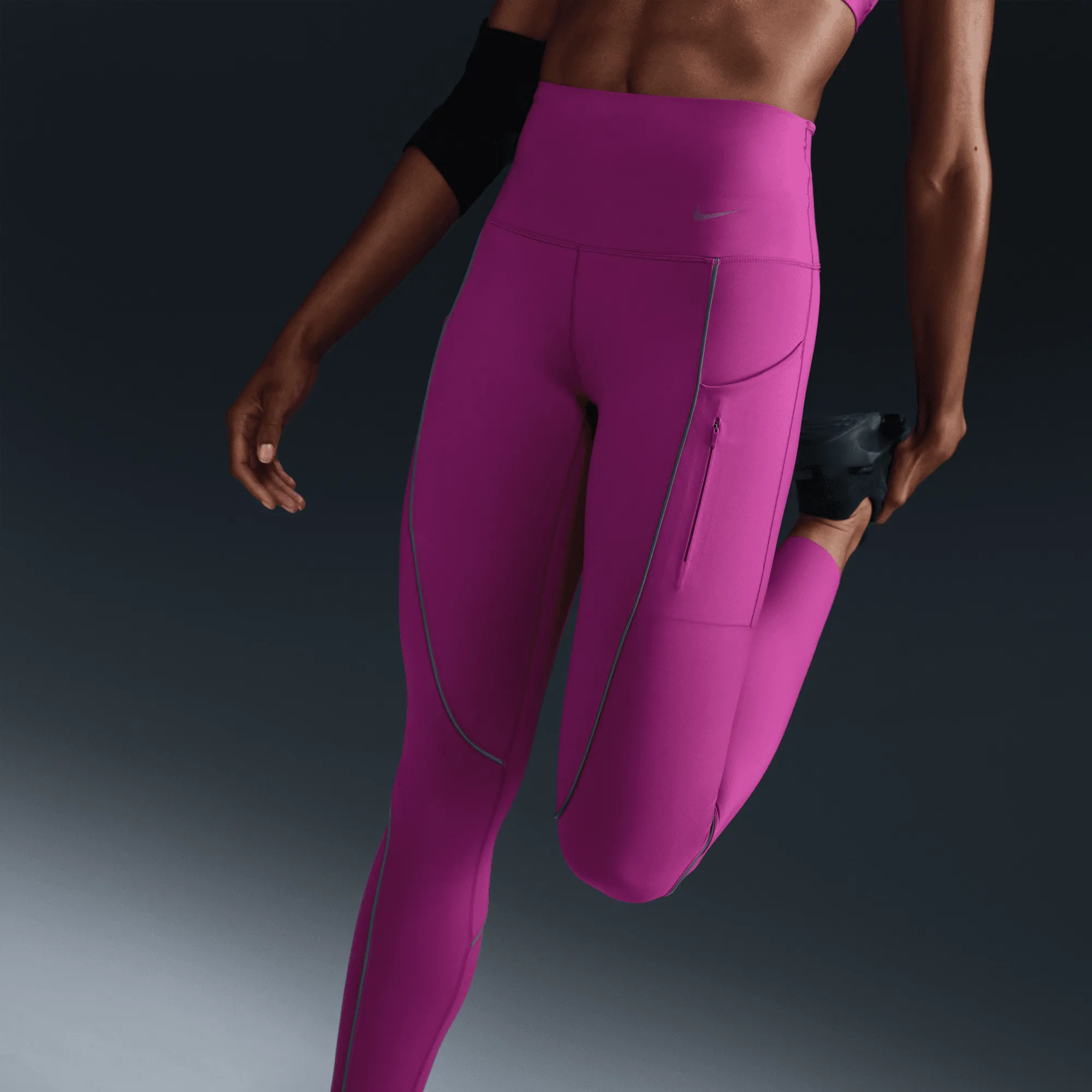 Women's Go Firm-Support High-Waisted 7/8 Leggings with Pockets (518 - Hot Fuchsia) Ski Core