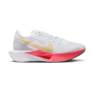 Women's Nike ZoomX Vaporfly Next% 3 Running Shoe - White/Topaz Gold/Sea Coral - Regular (B) speed runners Asymmetrical Lacing Design