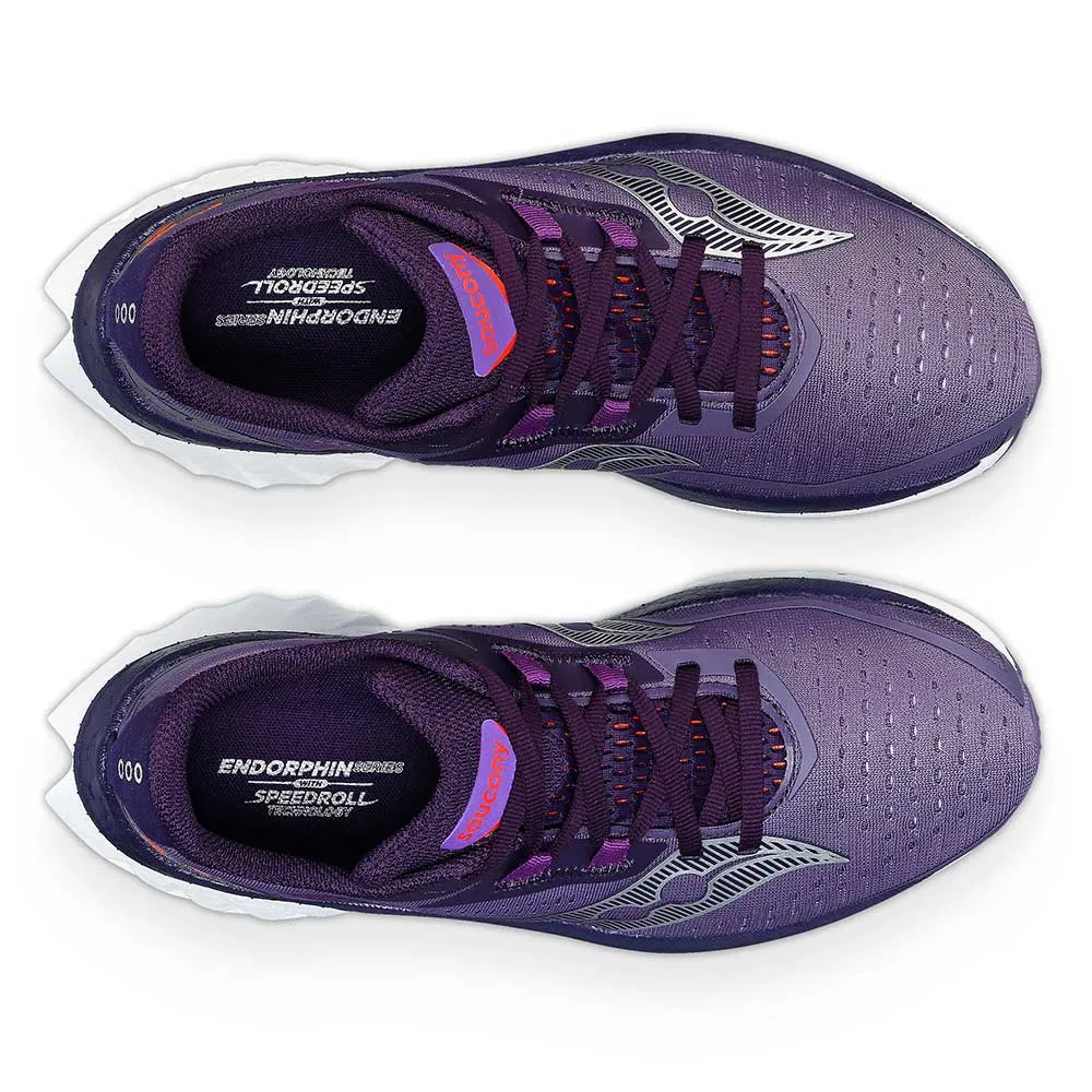 running in a wooden bridge area shoes Women's Endorphin Speed 4 Running Shoe - Lupine/Cavern - Regular (B)