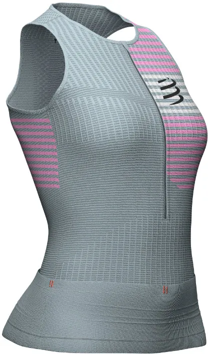 Border - protection - worthy Compressport Tri Portural Half Zip Womens Running Vest Tank Top - Grey