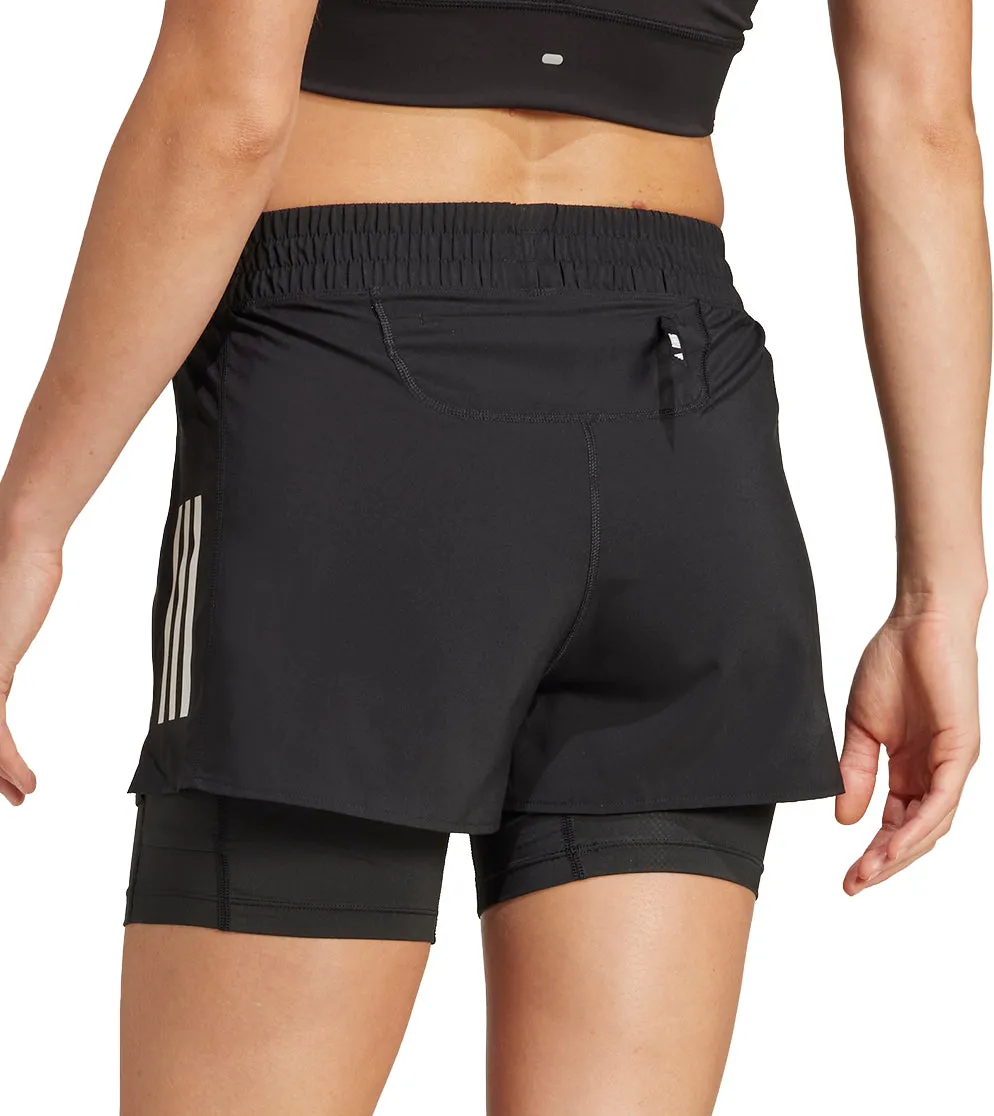 adidas Own The Run ClimaCool 2 In 1 Womens Running Shorts - Black Quick Access Pockets