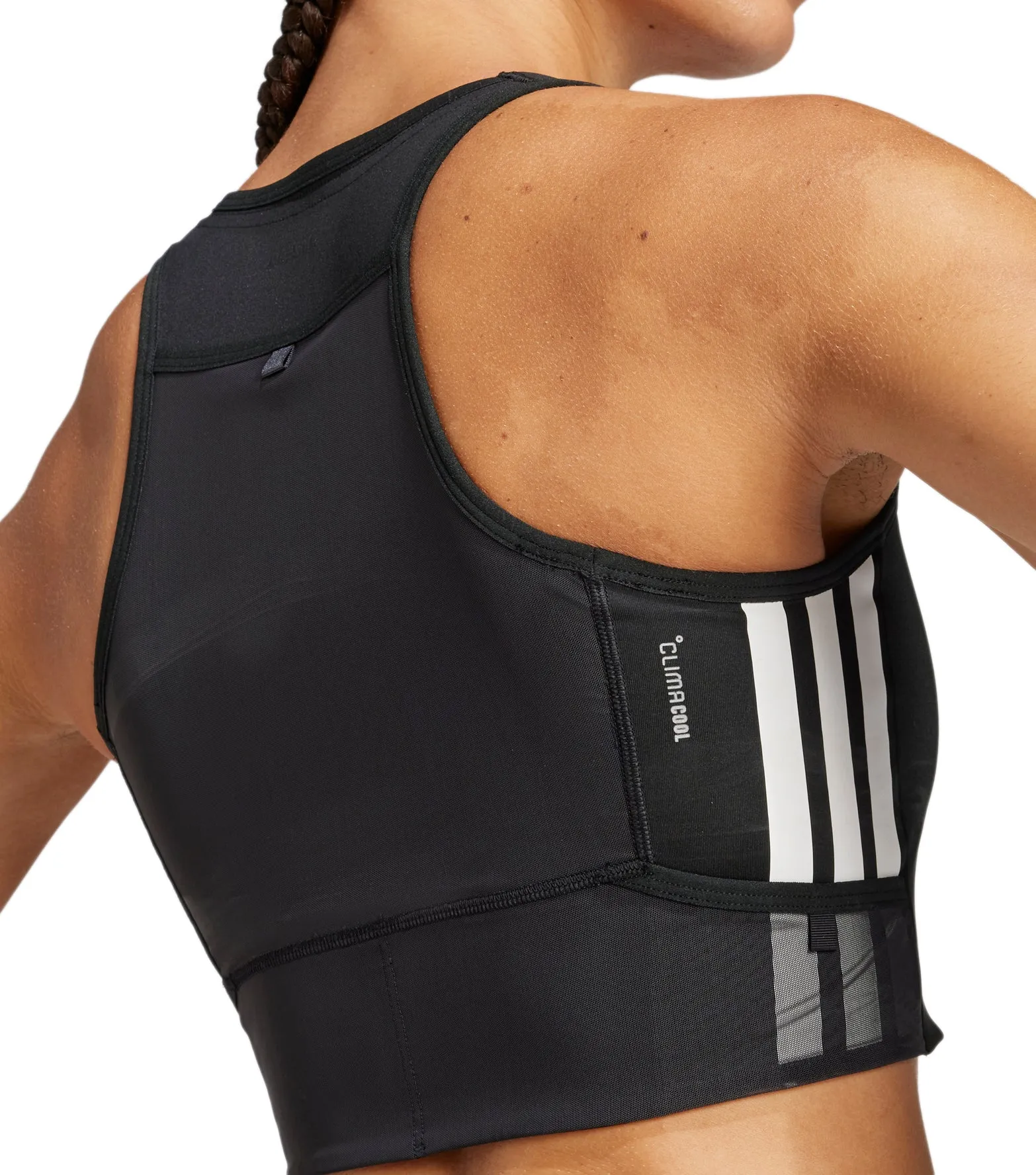 Soft touch finish Everyday Comfort adidas Adizero Gel Pocket Womens Running Crop Top - Black