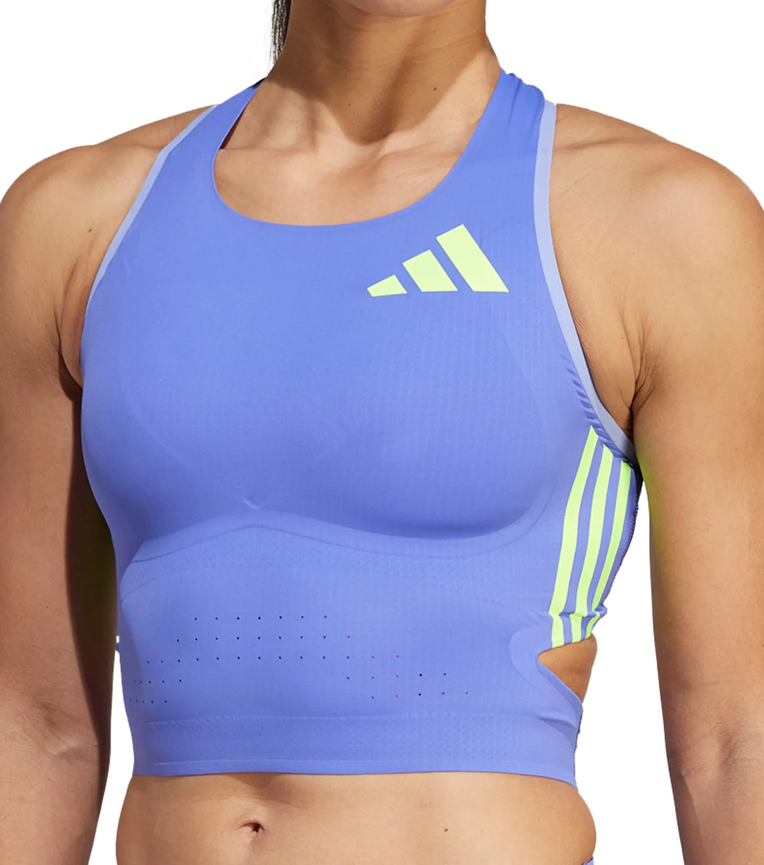 adidas Adizero Promo Womens Running Crop Top - Blue Activewear Design