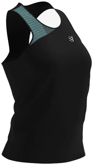 Compressport Performance Womens Running Vest Tank Top - Black Reflective Trims Durable Reinforced Edges