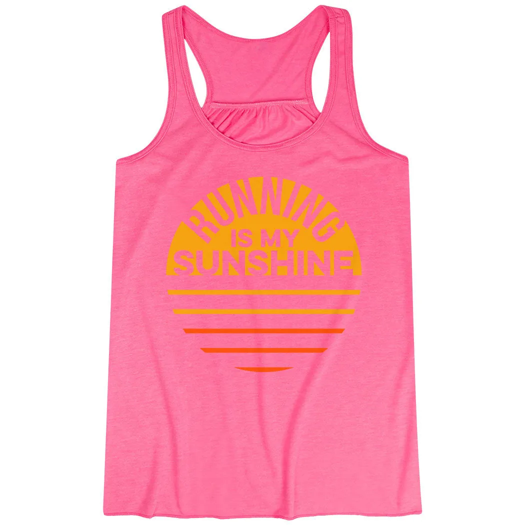 Ribbed collar Flowy Racerback Tank Top - Running is My Sunshine