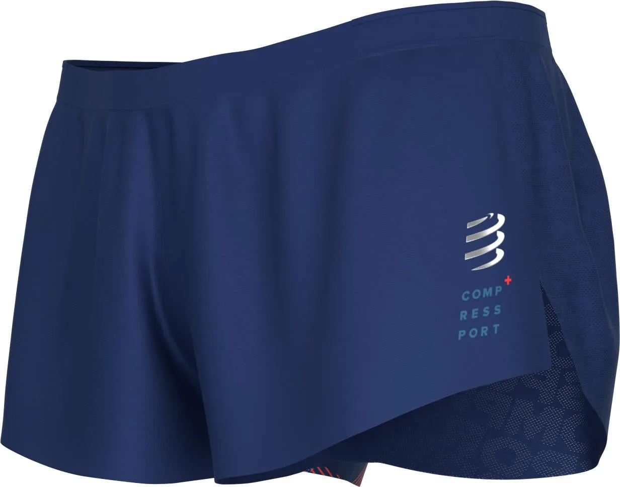 Weekend Comfort Compressport Racing Mens Split Running Shorts - Blue