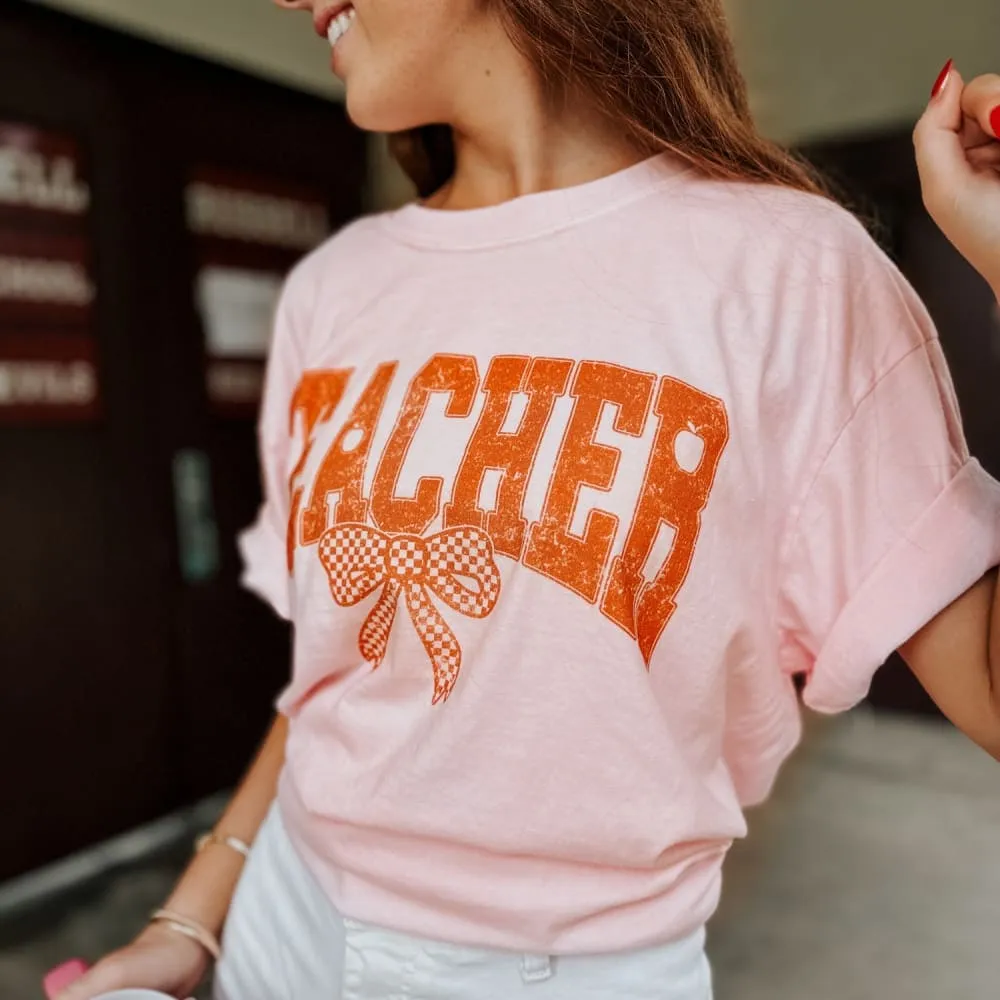 Orange Bow Teacher Tee - Blossom Perfect for Travel Seam Free Shoulders