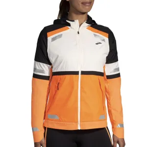 Brooks Run Visible 2.0 Women's Running Jacket - Ecru/Fluoro Flash/Black Worth
