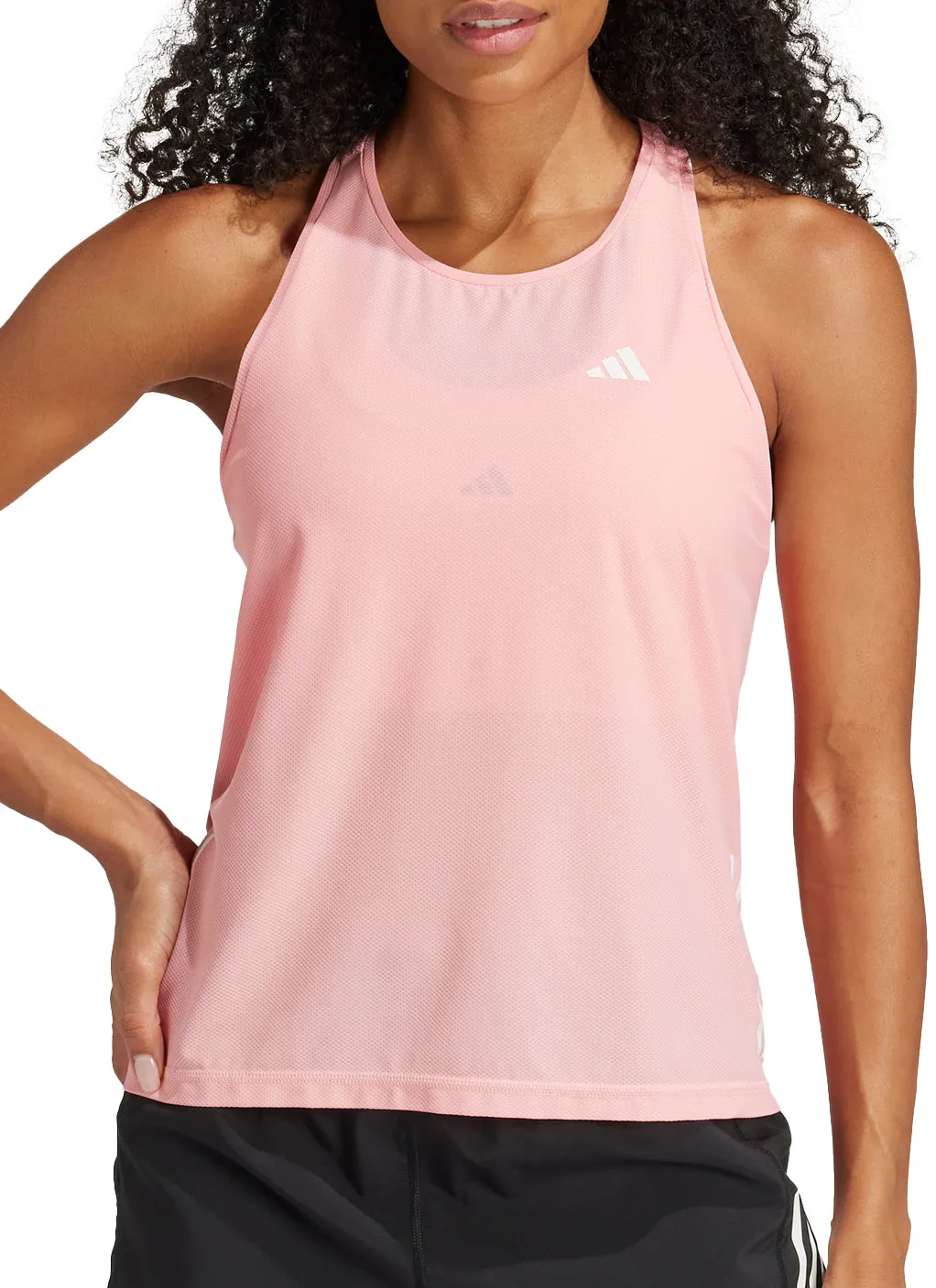 stealth adidas Own The Run Womens Running Vest Tank Top - Pink