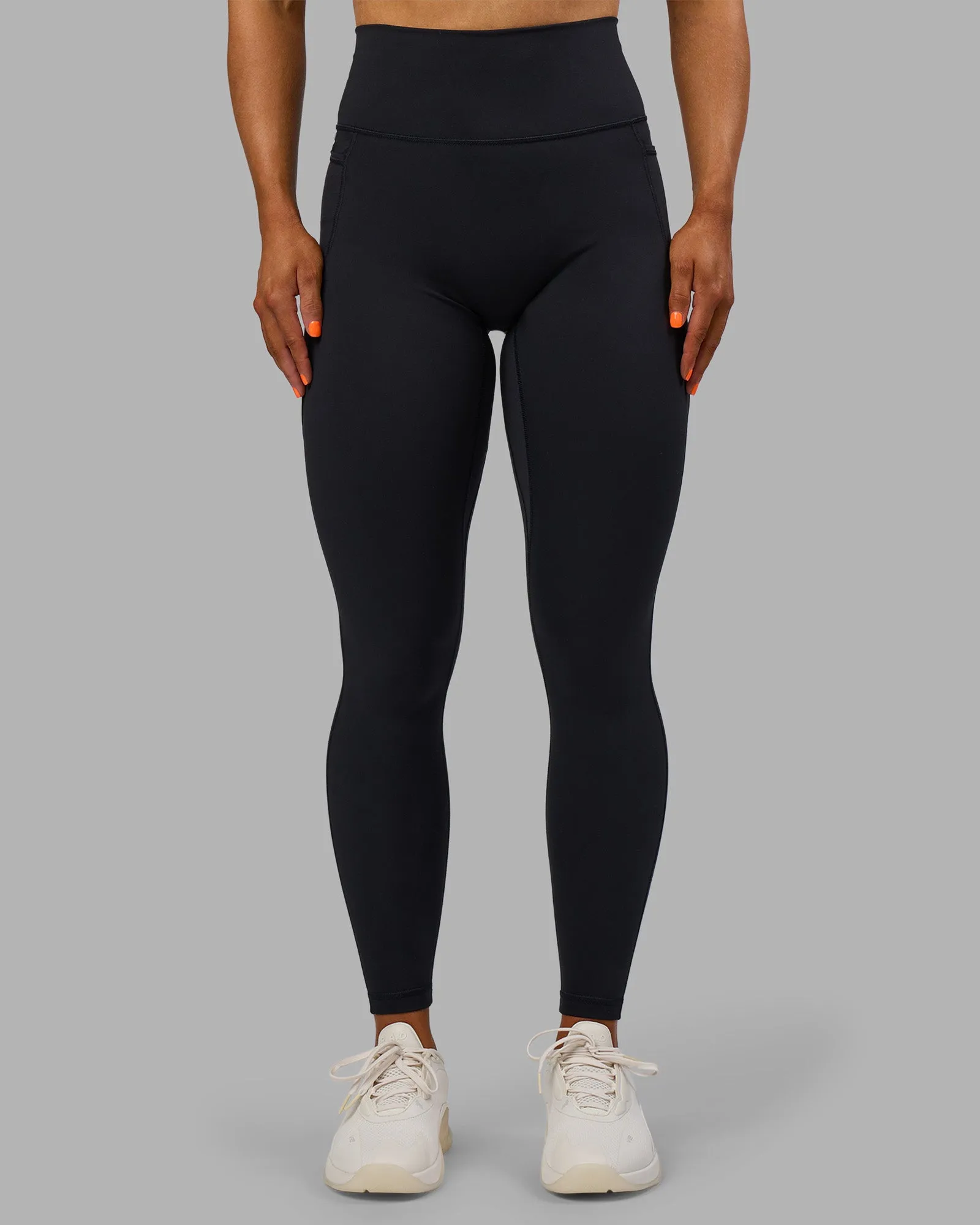 Petite Size Durable Stitch Fusion Ultra High-Rise Full Length Legging Pockets - Black