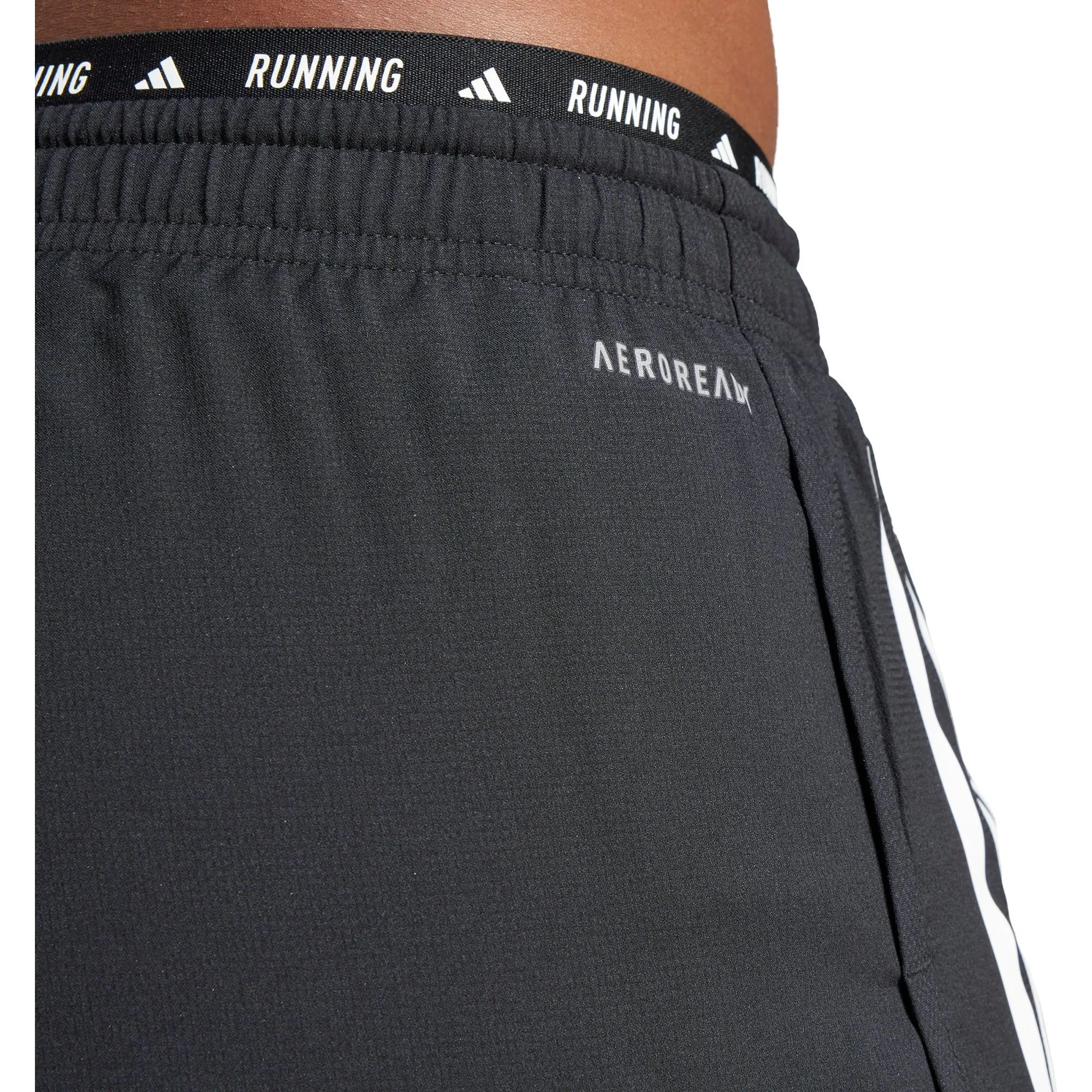 adidas Own The Run 3 Stripes 2 In 1 Womens Running Shorts - Black OdorControlTech Lightweight Construction