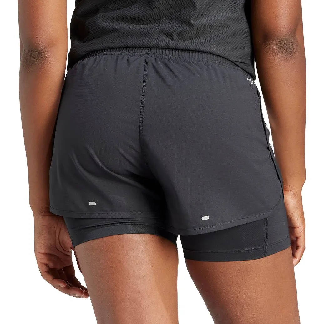 Workout Gear adidas Own The Run 3 Stripes 2 In 1 Womens Running Shorts - Black