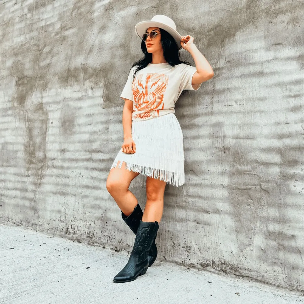 On-the-Go Fashion Button Down US Tour Rock Tee