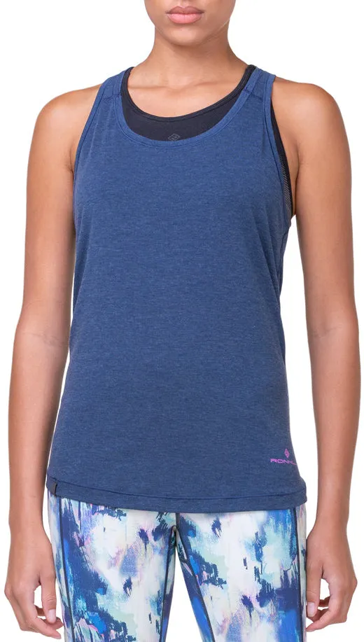Ronhill Tech Tencel Womens Running Vest Tank Top - Blue Quick Drying Fabric 4 Way Stretch