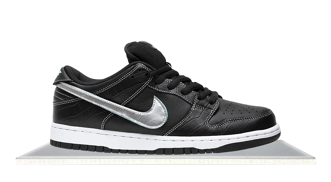 SB Dunk Low Diamond Supply Black Smooth Soles Work Jog