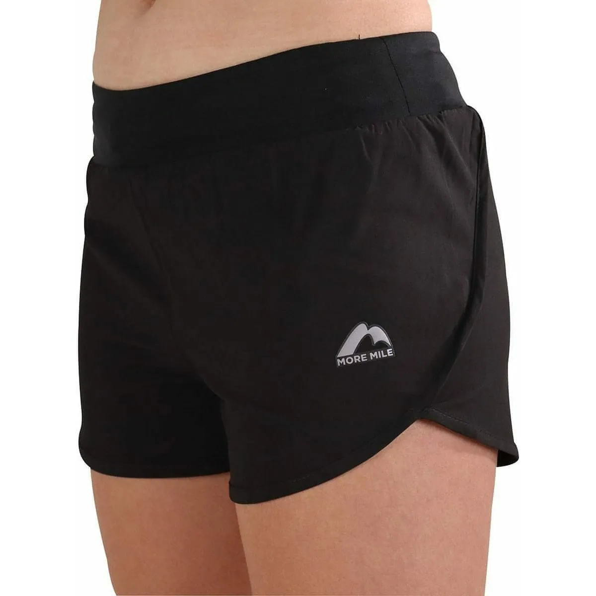 Casual Fit fade resistant color More Mile Strive Womens Running Shorts - Black