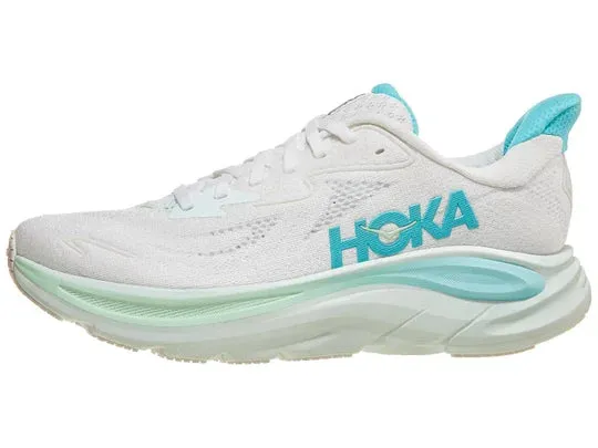 Hoka | Clifton 10 | Women's | White/Cielo Blue outdoor running option Textured Grip Surface