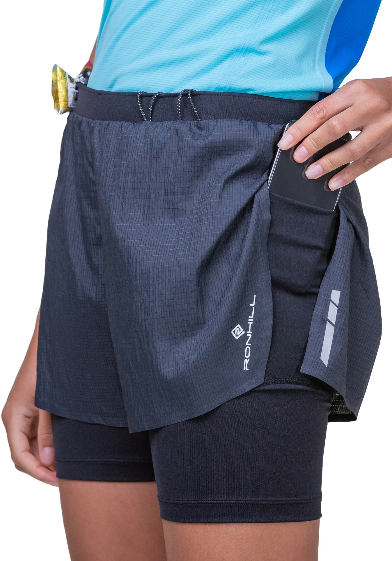 Office Attire Fitness Enthusiast Ronhill Tech Race Twin 2 In 1 Womens Running Shorts - Black