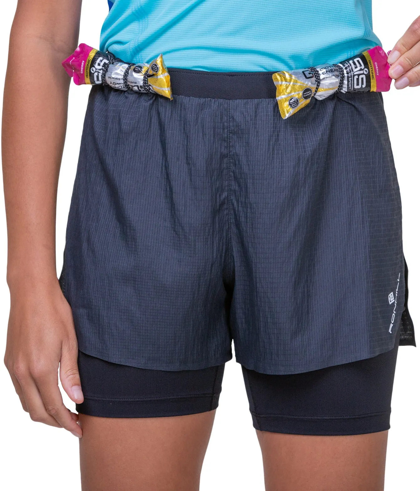 Playful Style Ronhill Tech Race Twin 2 In 1 Womens Running Shorts - Black