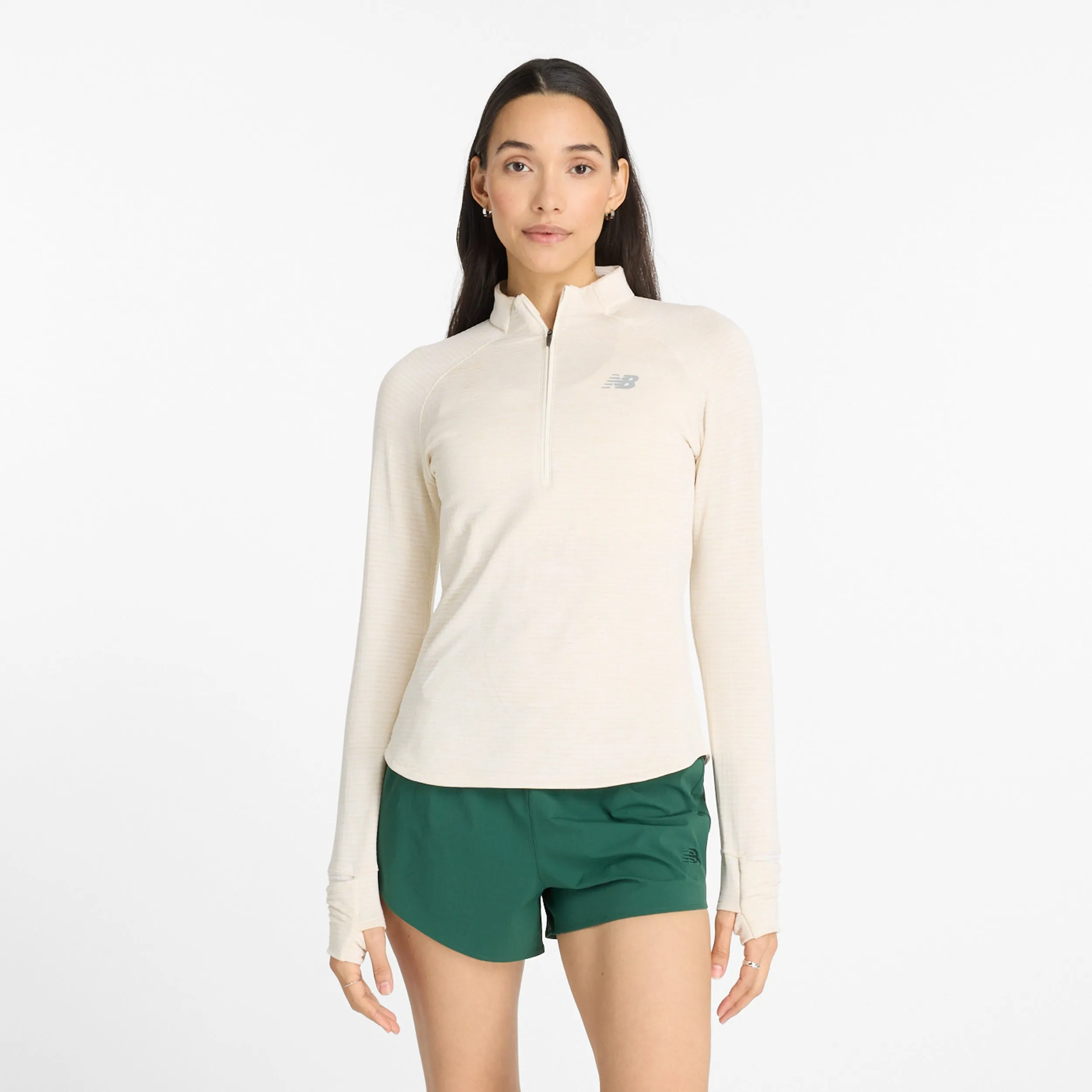 Women's Heat Grid 1/2 Zip (LIT - Linen Heather) Hidden pockets Design Glow