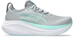 Hot weather running moisture - management Women's Gel-Nimbus 27 WIDE (020 - Piedmont Grey/Illuminate Mint)