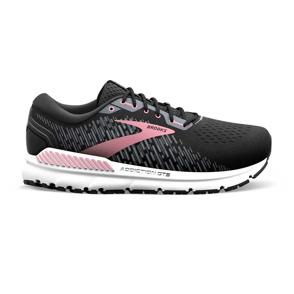 Women's Addiction GTS 15 Running Shoe- Black/Ebony/Mauvewood- Extra Wide (2E) Anti Torsion Plate Lightweight Build