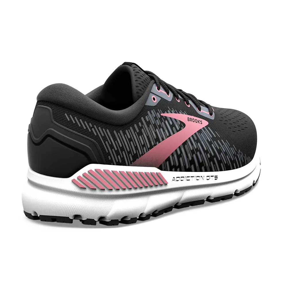 Women's Addiction GTS 15 Running Shoe- Black/Ebony/Mauvewood- Extra Wide (2E) Ultra Reflective Details Energy Capturing Units