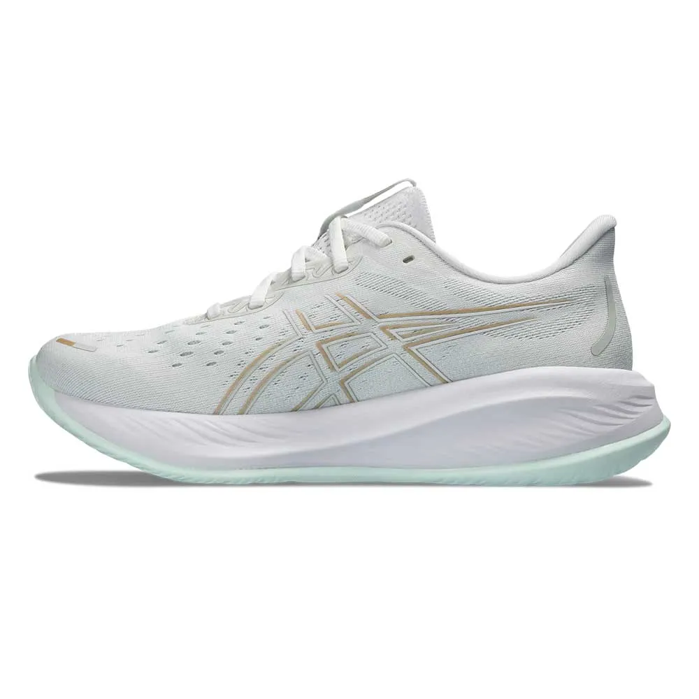 energy - returning shoes Motion Guide Grooves Women's Gel-Cumulus 26 Running Shoe - White/Pale Mint - Regular (B)