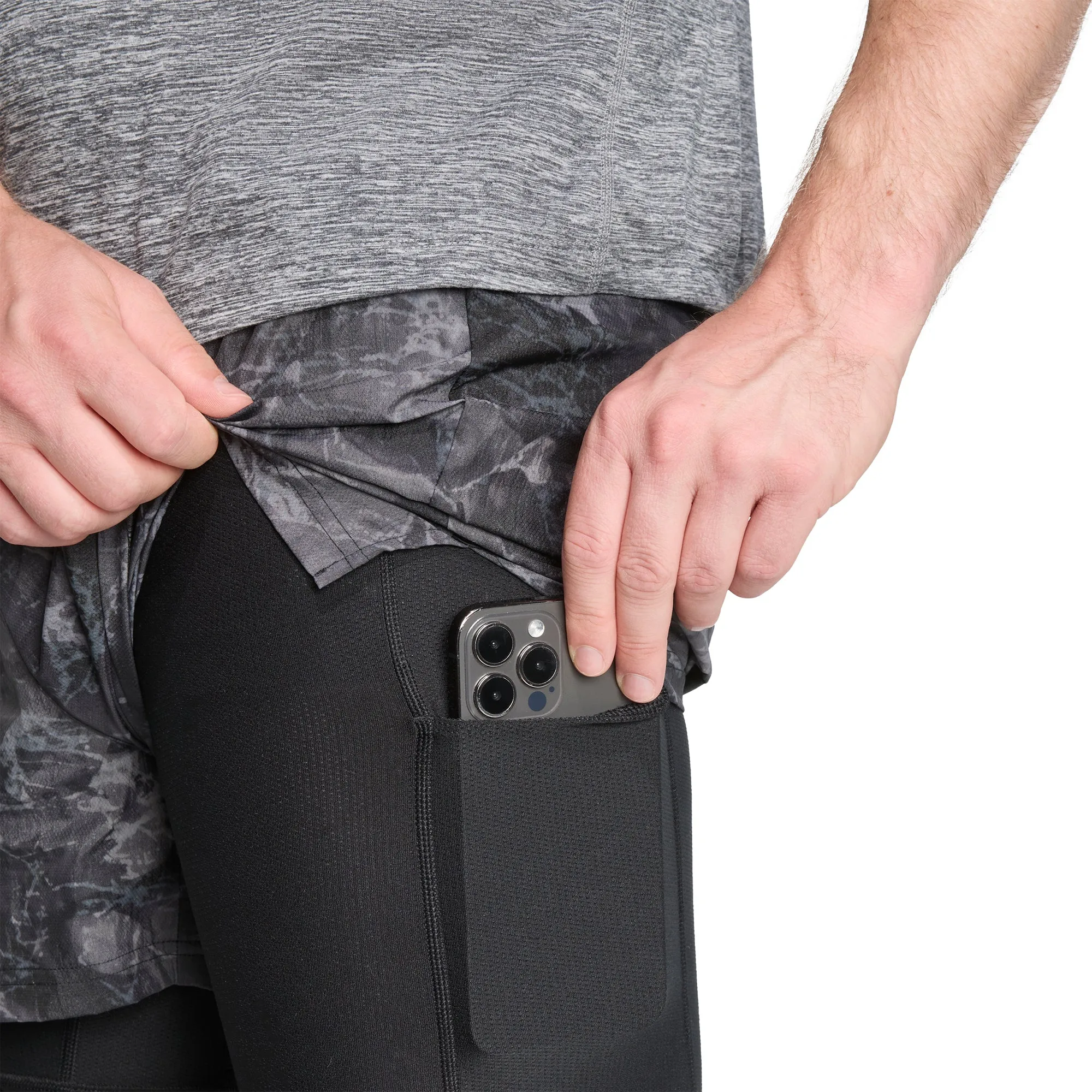 adidas Own The Run Spray Dye 2 In 1 Mens Running Shorts - Grey Wedges Preppy Style