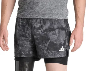 Cozy Fit Quick Dry Tech adidas Own The Run Spray Dye 2 In 1 Mens Running Shorts - Grey