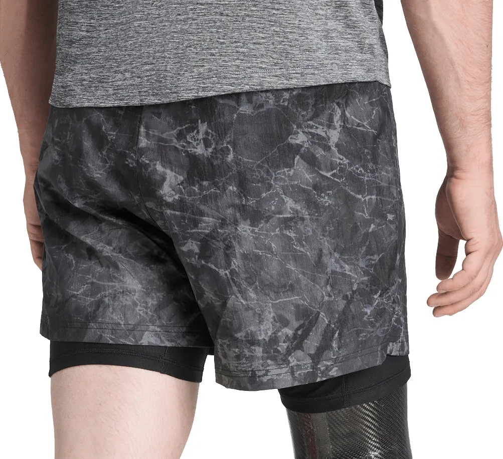 Stretch Fabric adidas Own The Run Spray Dye 2 In 1 Mens Running Shorts - Grey