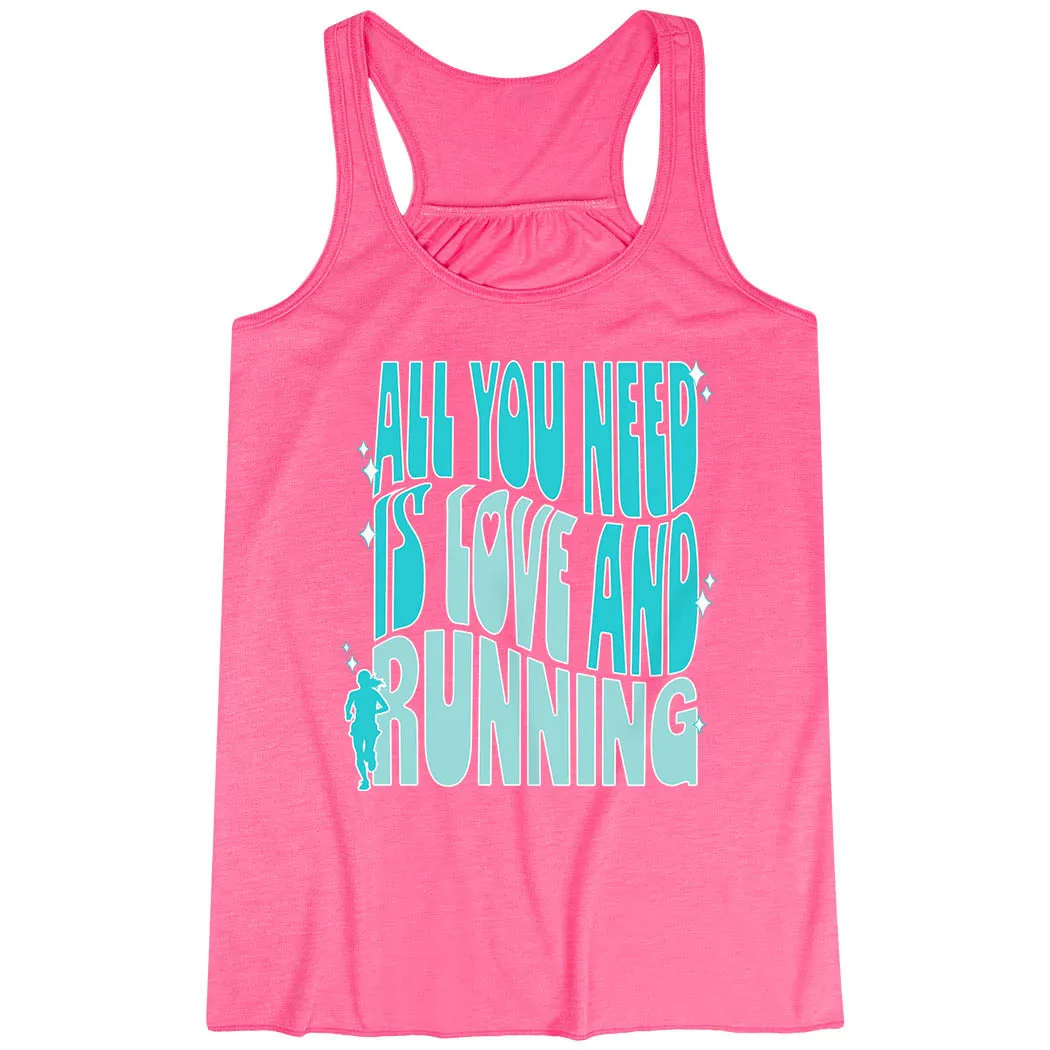 Flowy Racerback Tank Top - All You Need is Love and Running Moisture Transport Fabric
