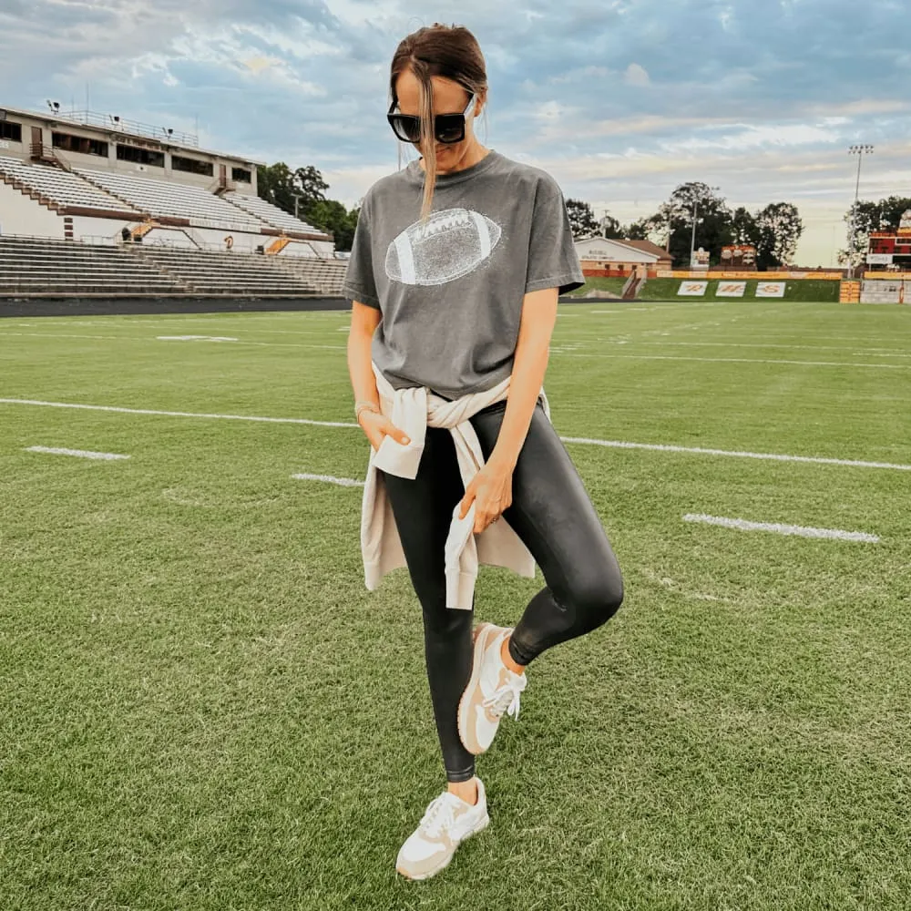 MoistureWickingFabric Business Meeting Distressed Football Boxy Tee