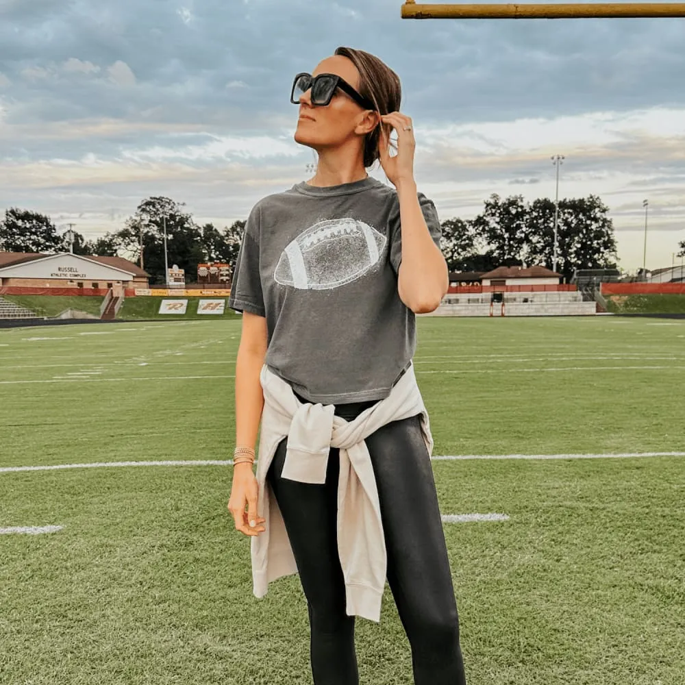 Distressed Football Boxy Tee Quick Fit Wear Travel Comfort