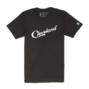 Matte Look Cleveland Script - Mens/Unisex Crew T-Shirt - Heather Black