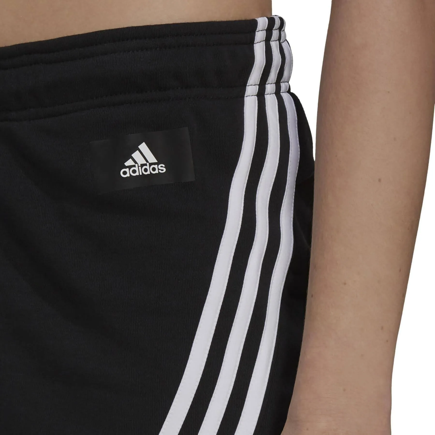 adidas Future Icon 3 Stripes Womens Training Shorts - Black Striped Design Comfort Tech
