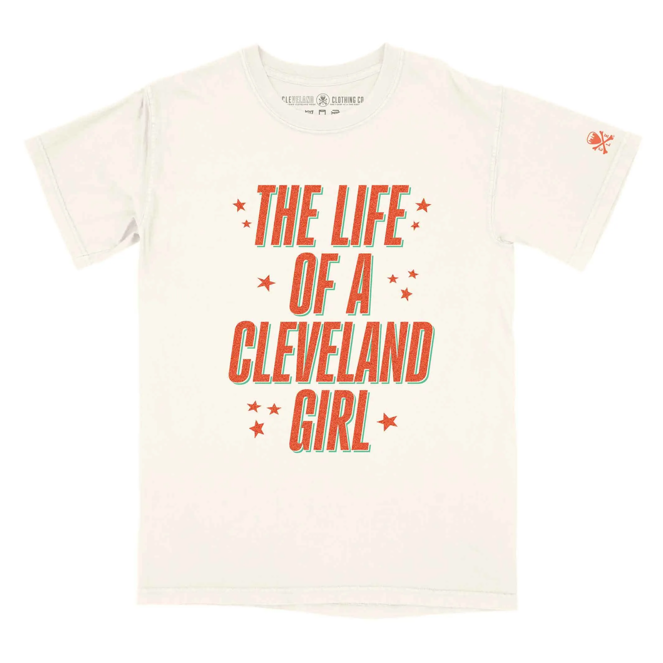 The Life Of a Cleveland Girl - Womens/Unisex Crew T-Shirt - Ivory anti static coating Pocket Detailing