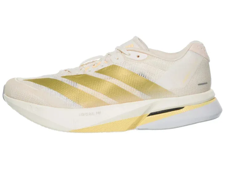 Smooth Soles gym - approved Adidas | Adizero Boston 13 | Women's | Chalk White/Gold Met/Orange Tint