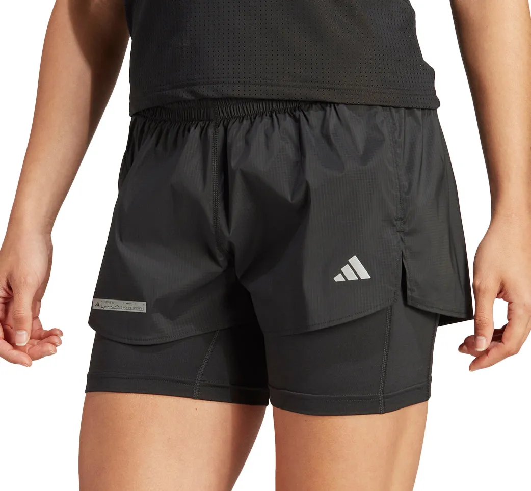 adidas Ultimate 2 In 1 Womens Running Shorts - Black Comfy Layer