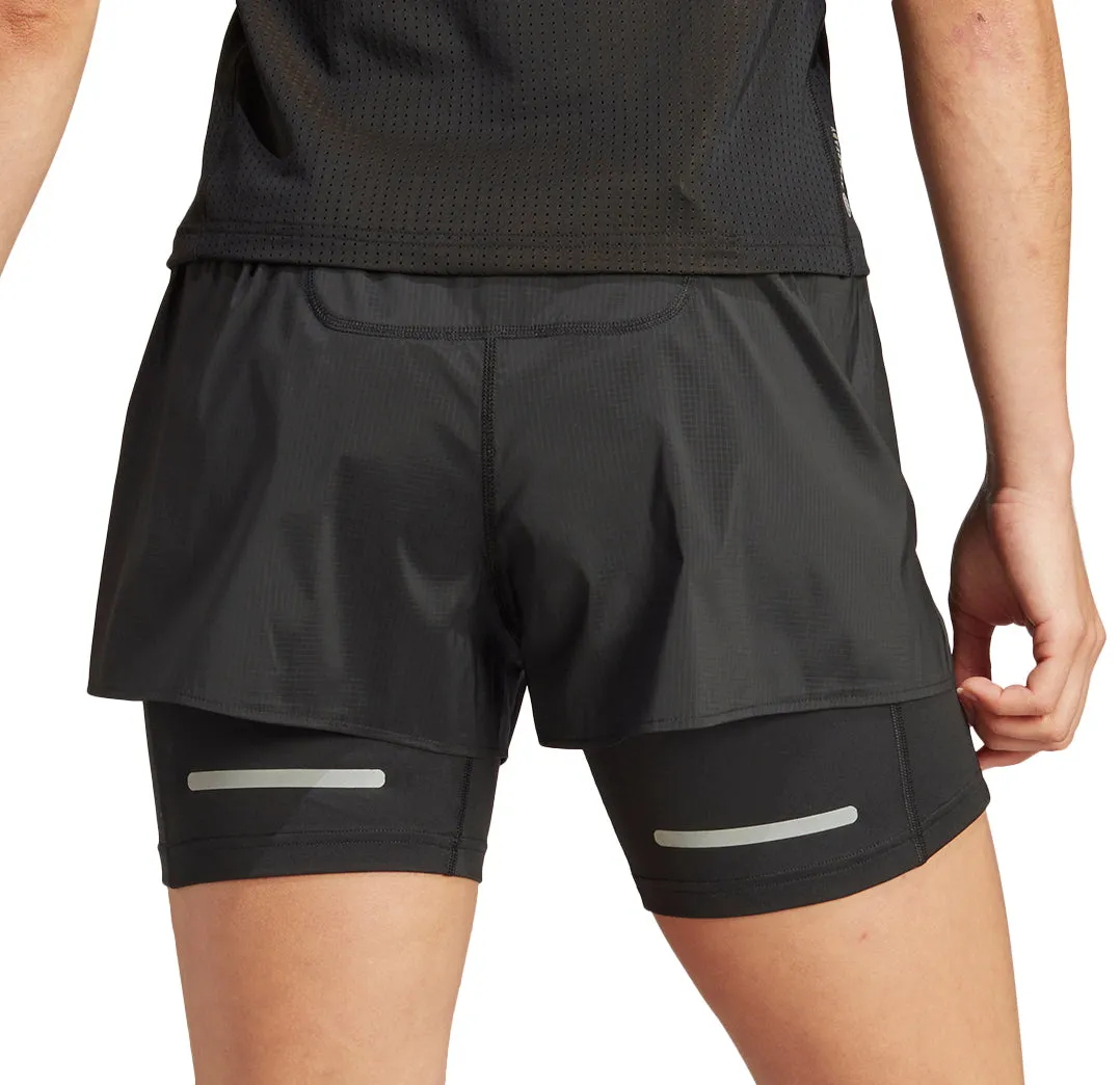 adidas Ultimate 2 In 1 Womens Running Shorts - Black Fitness Ready