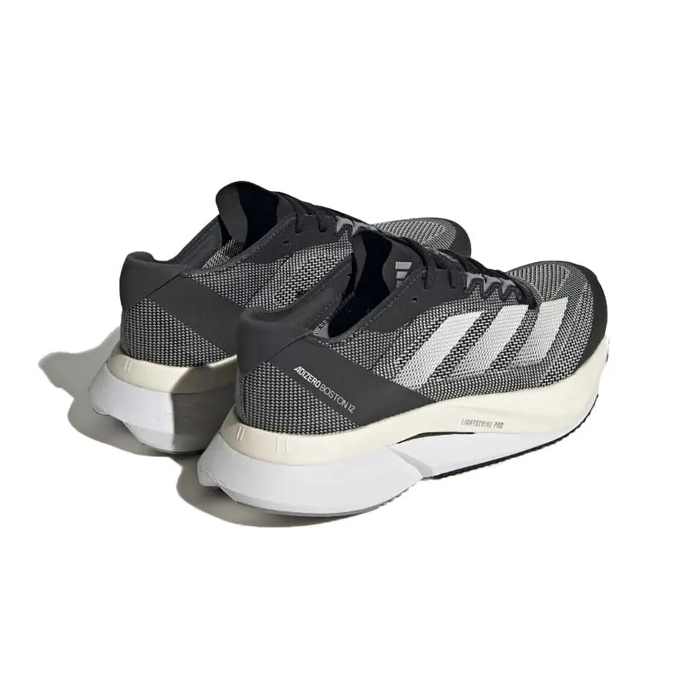 continuous running gear smooth shoes Women's Adizero Boston 12 Running Shoes - Core Black/Cloud White/Carbon - Regular (B)