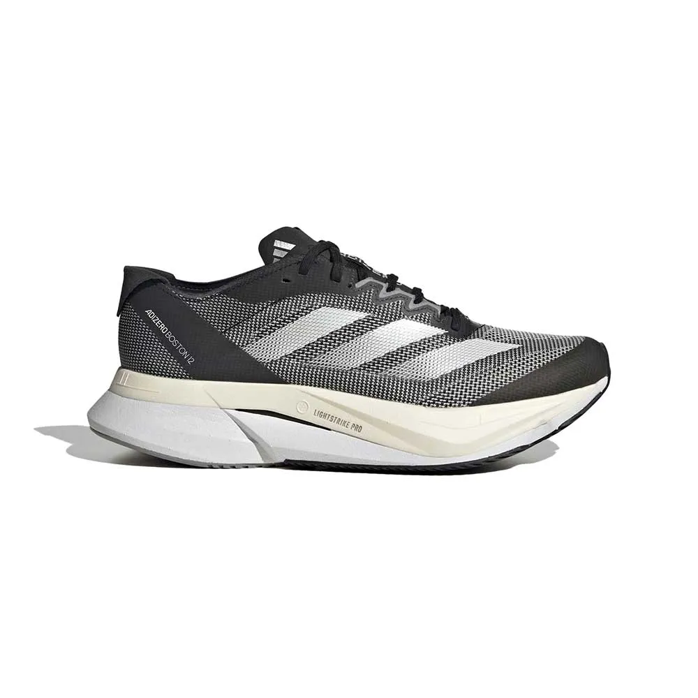 winter running shoe atmosphere Impact Diffusion Tech Women's Adizero Boston 12 Running Shoes - Core Black/Cloud White/Carbon - Regular (B)